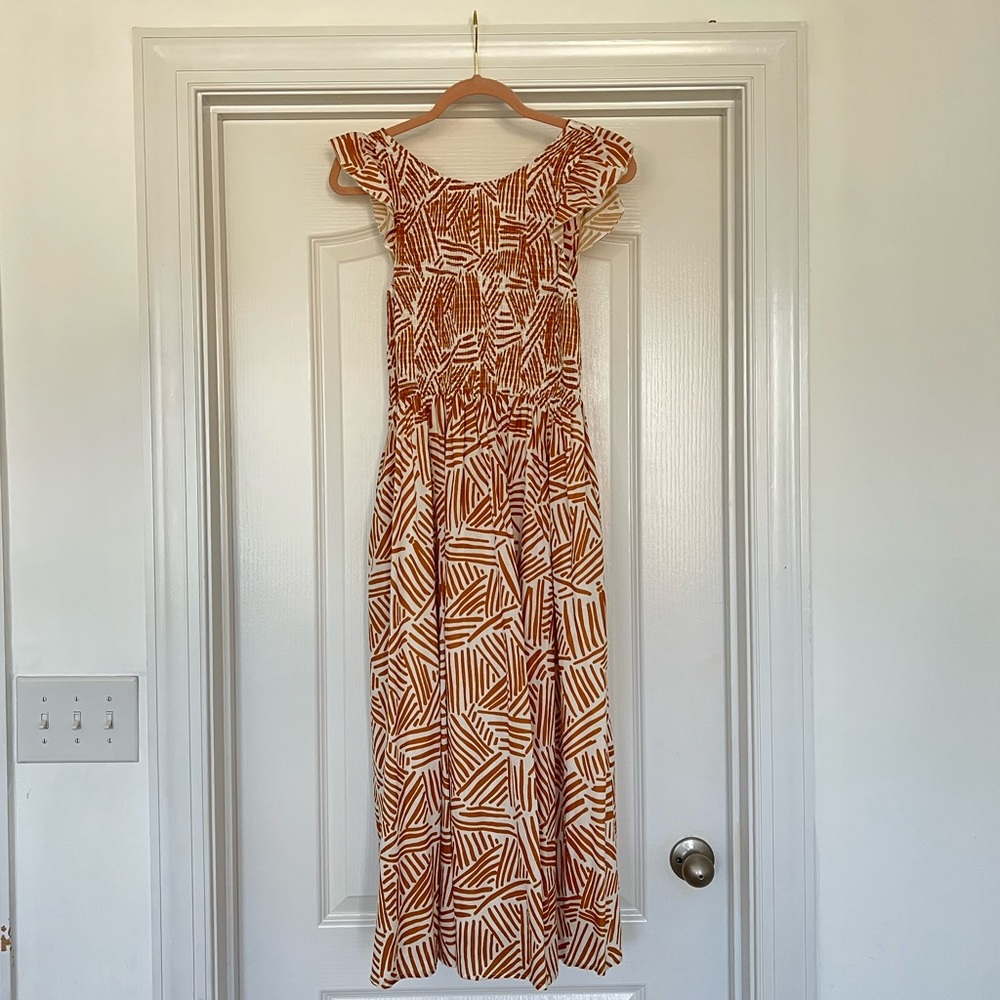 THML xs midi dress with a pretty mustard pattern